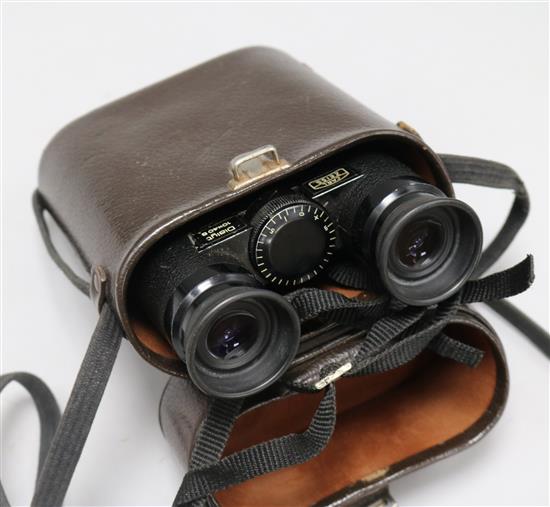 A pair of Carl Zeiss Dialyt 10X4OB binoculars, brown leather case